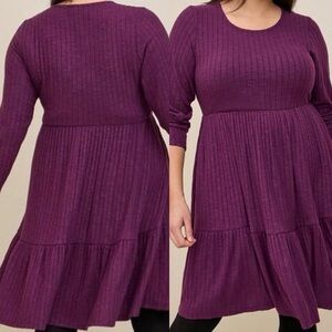 Torrid Brushed Rib Tiered Skater Dress size 1X